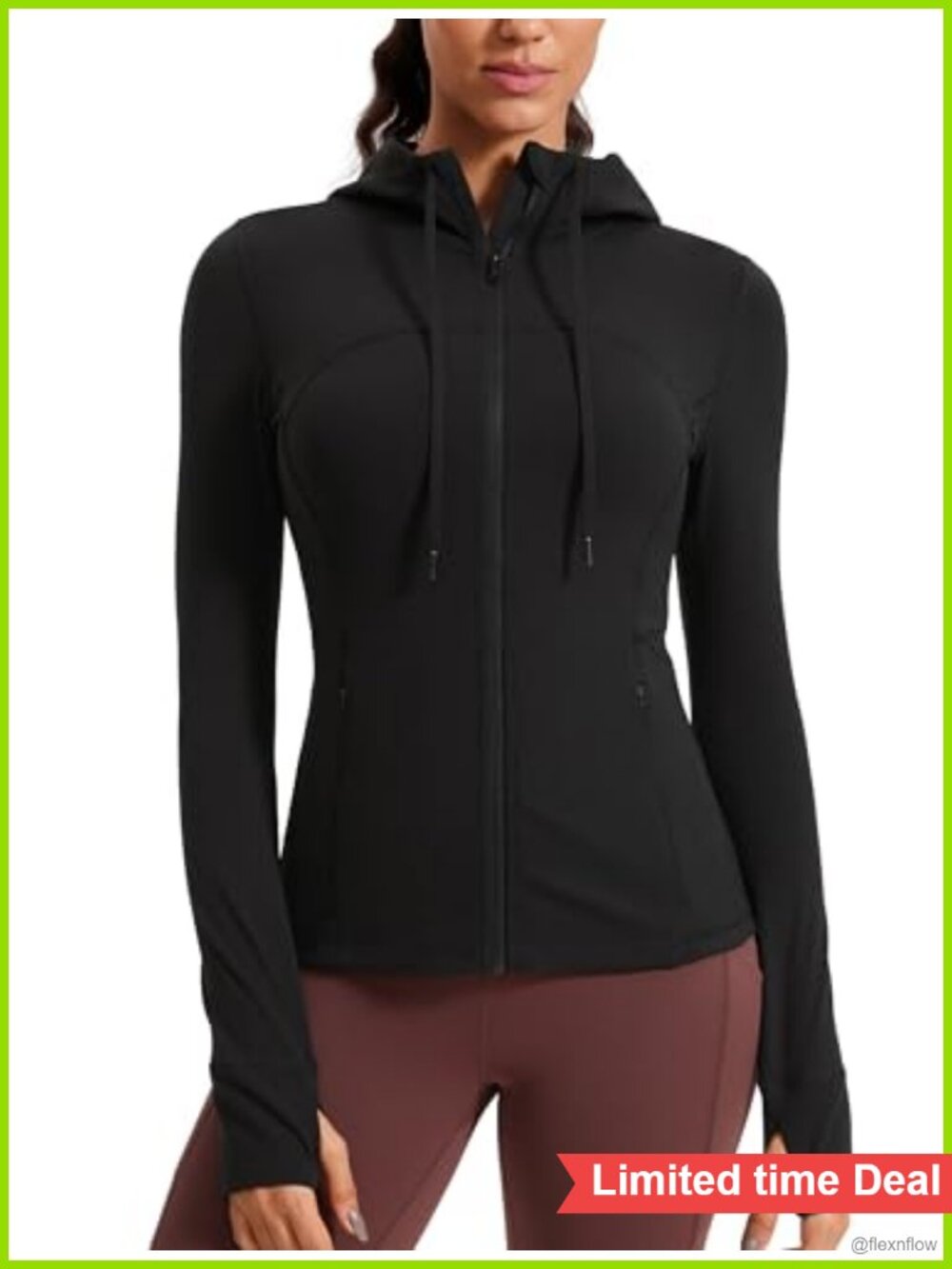 Butterluxe Hooded Zip Up Jacket Athletic Track Jacket Thumb Holes